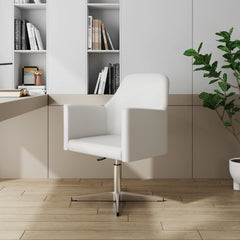 Pelo Adjustable Height Swivel Accent Chair in White and Polished Chrome - Ornate Home