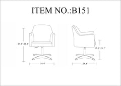 Pelo Adjustable Height Swivel Accent Chair in White and Polished Chrome - Ornate Home