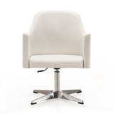 Pelo Adjustable Height Swivel Accent Chair in White and Polished Chrome - Ornate Home