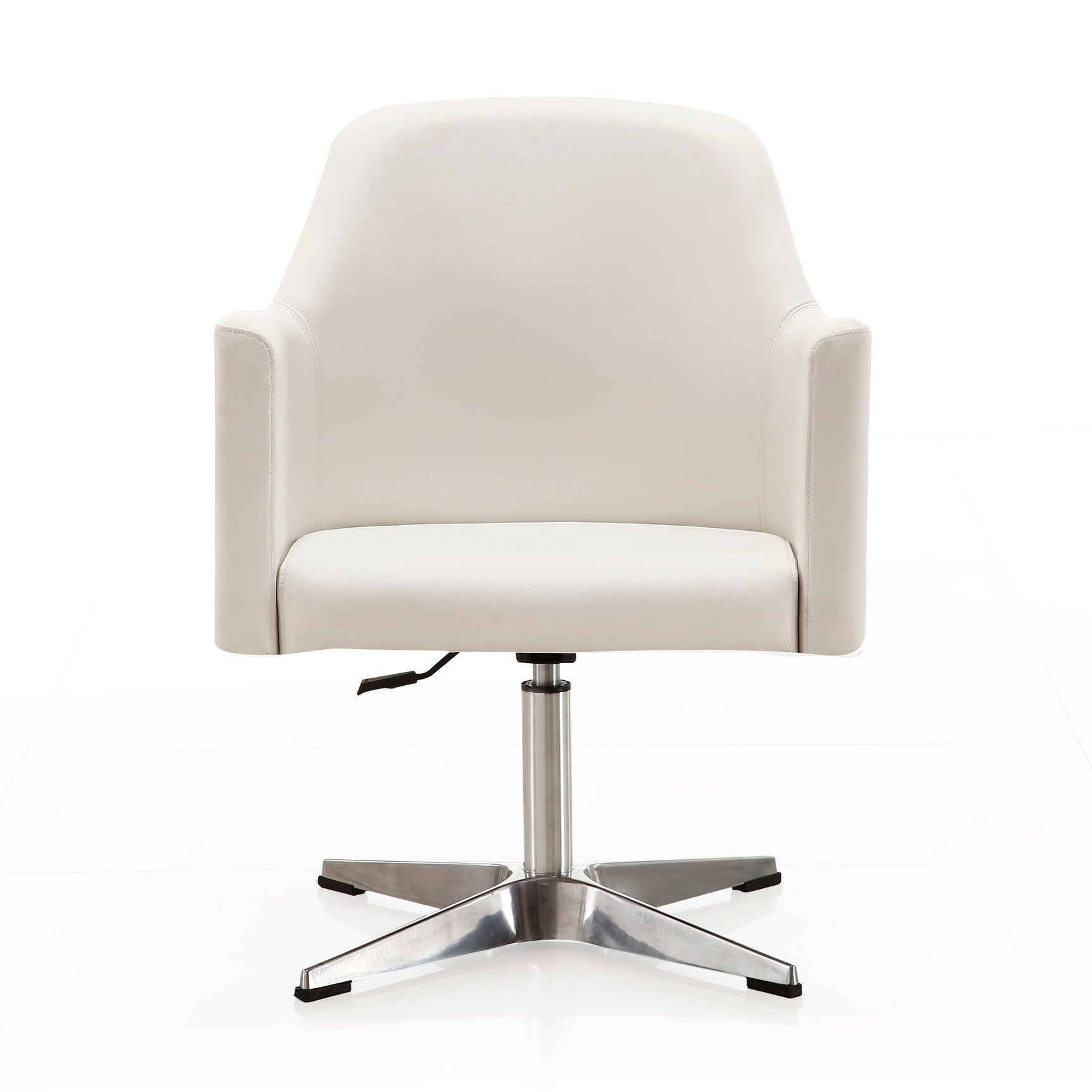 Pelo Adjustable Height Swivel Accent Chair in White and Polished Chrome - Ornate Home
