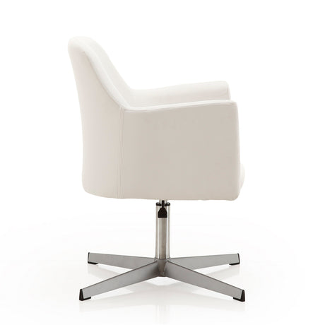 Pelo Adjustable Height Swivel Accent Chair in White and Polished Chrome - Ornate Home