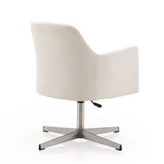 Pelo Adjustable Height Swivel Accent Chair in White and Polished Chrome - Ornate Home