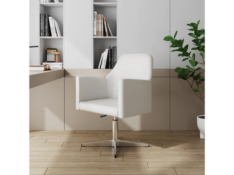 Pelo Adjustable Height Swivel Accent Chair in White and Polished Chrome (set of 2) - Ornate Home