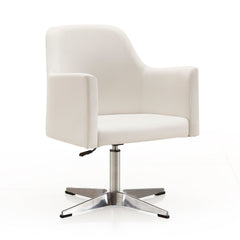 Pelo Adjustable Height Swivel Accent Chair in White and Polished Chrome (set of 2) - Ornate Home