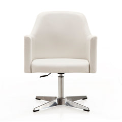 Pelo Adjustable Height Swivel Accent Chair in White and Polished Chrome (set of 2) - Ornate Home