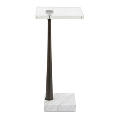 Pelton Bronze/White Marble Glass Drink Table - Ornate Home
