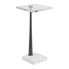 Pelton Bronze/White Marble Glass Drink Table - Ornate Home