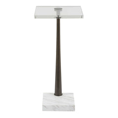 Pelton Bronze/White Marble Glass Drink Table - Ornate Home