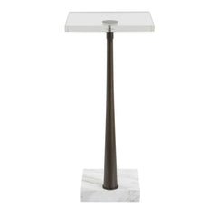 Pelton Bronze/White Marble Glass Drink Table - Ornate Home