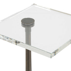 Pelton Bronze/White Marble Glass Drink Table - Ornate Home