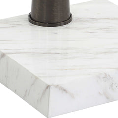 Pelton Bronze/White Marble Glass Drink Table - Ornate Home