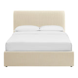 Pemberly Oatmeal Stripe Striped Fabric Storage Bed