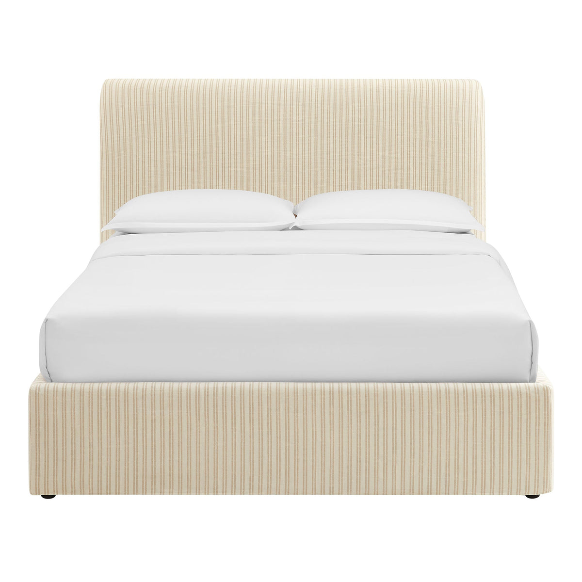 Pemberly Oatmeal Stripe Striped Fabric Storage Bed
