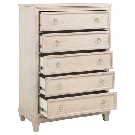 Pembroke Washed Oak 5-drawer Chest of Drawers - Ornate Home
