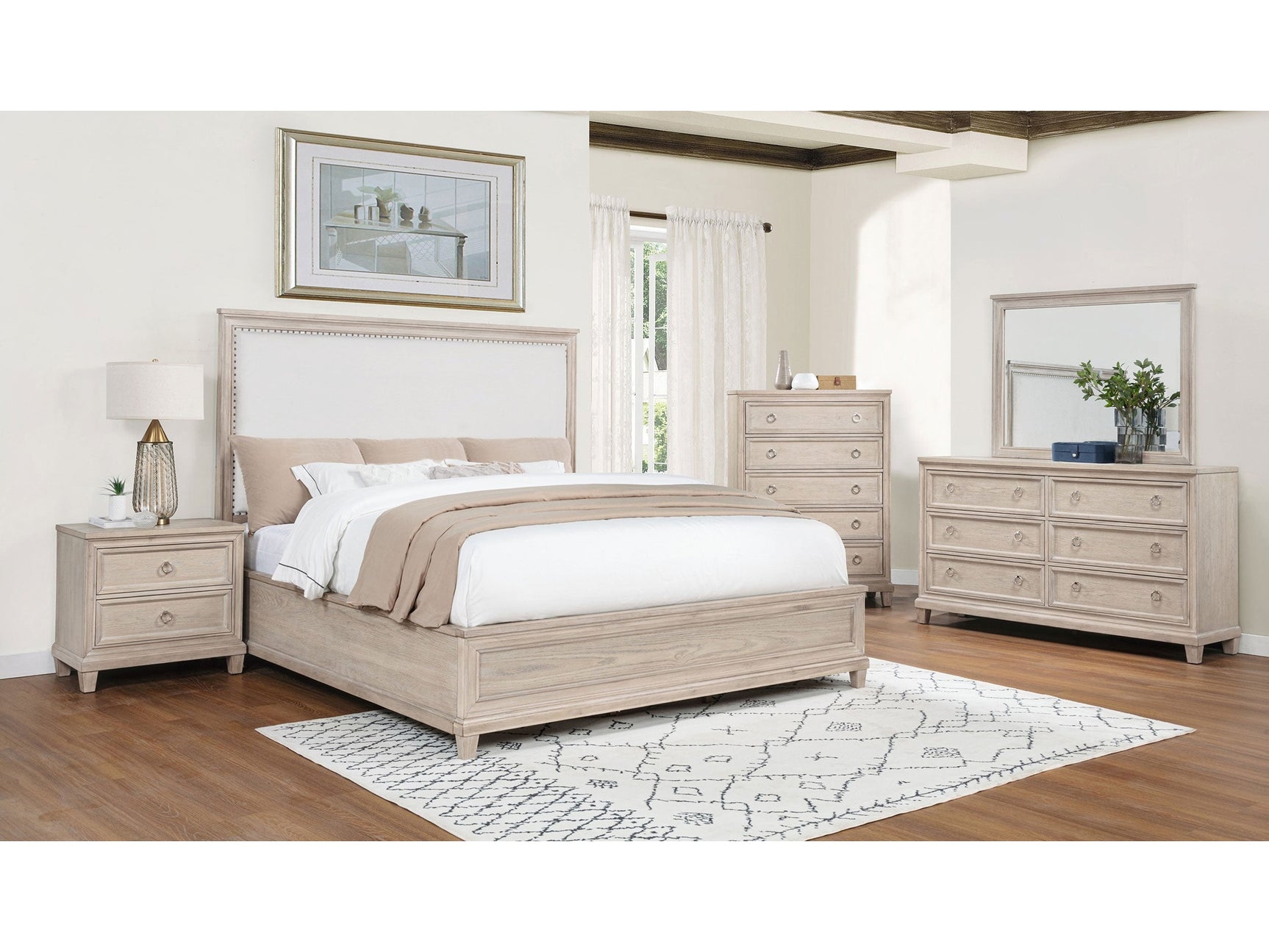 Pembroke Washed Oak 5-piece Queen Bedroom Set - Ornate Home