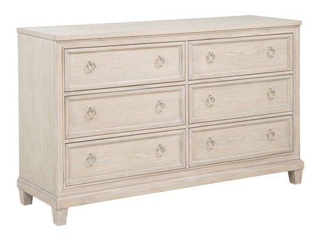 Pembroke Washed Oak 6-drawer Bedroom Dresser Cabinet - Ornate Home