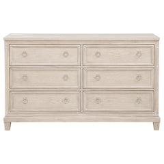 Pembroke Washed Oak 6-drawer Bedroom Dresser Cabinet - Ornate Home
