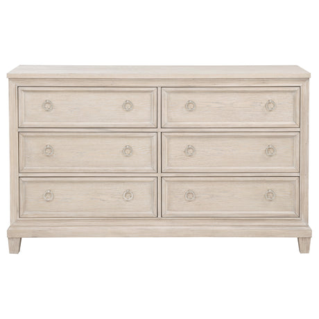 Pembroke Washed Oak 6-drawer Bedroom Dresser Cabinet - Ornate Home