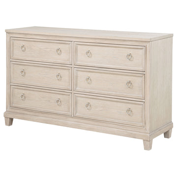 Pembroke Washed Oak 6-drawer Bedroom Dresser Cabinet - Ornate Home