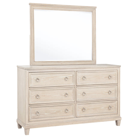 Pembroke Washed Oak 6-drawer Bedroom Dresser with Mirror - Ornate Home