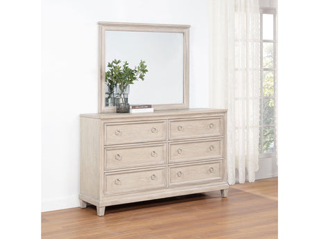 Pembroke Washed Oak 6-drawer Bedroom Dresser with Mirror - Ornate Home