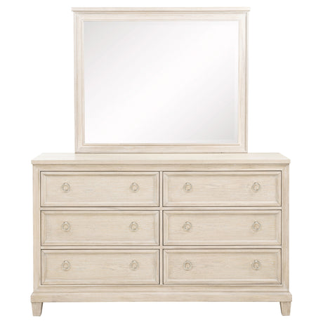 Pembroke Washed Oak 6-drawer Bedroom Dresser with Mirror - Ornate Home