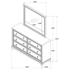 Pembroke Washed Oak 6-drawer Bedroom Dresser with Mirror - Ornate Home