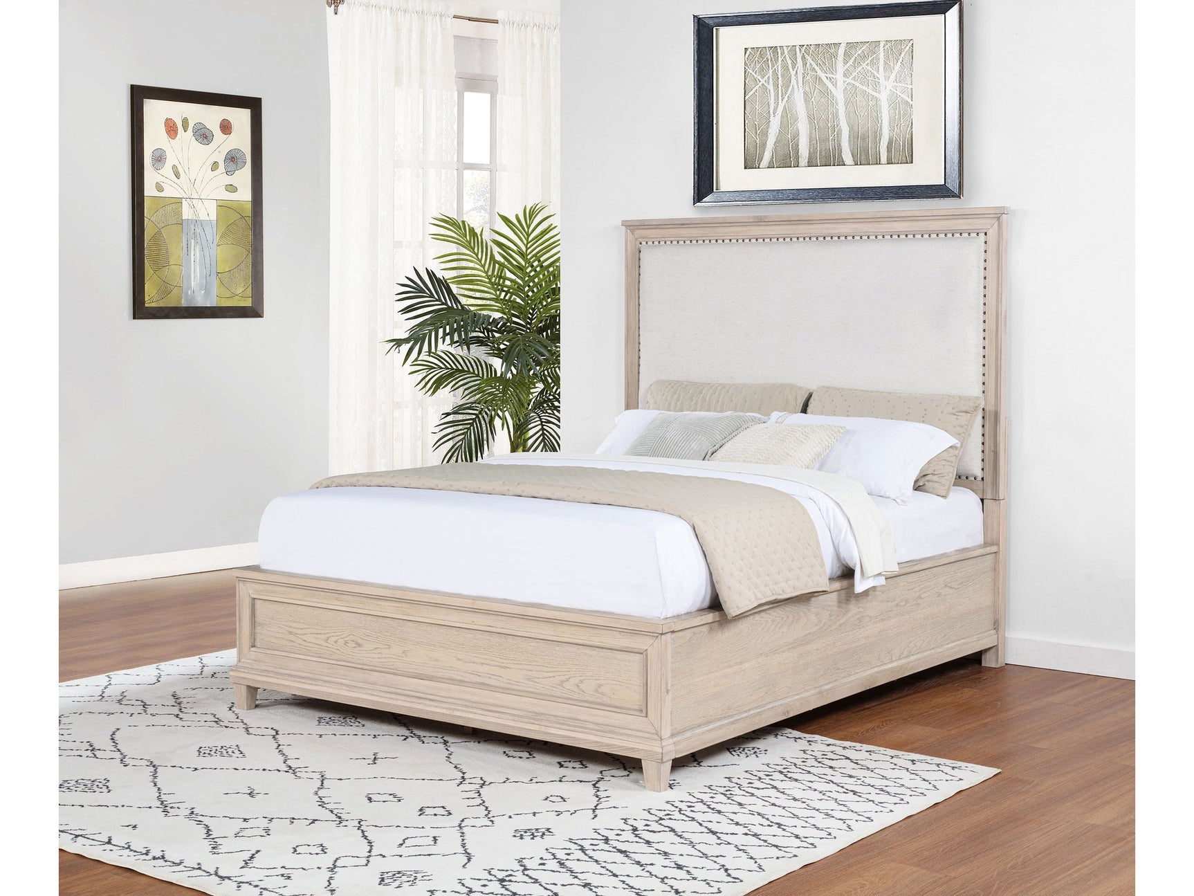 Pembroke Washed Oak 66-inch Queen Panel Bed - Ornate Home