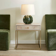 Pembrook Brass Light Washed Side Table - Ornate Home