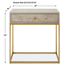 Pembrook Brass Light Washed Side Table - Ornate Home