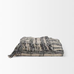 Pendle Cream/Black Woven Plaid Pattern Cotton Throw Blanket - Ornate Home