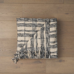 Pendle Cream/Black Woven Plaid Pattern Cotton Throw Blanket - Ornate Home