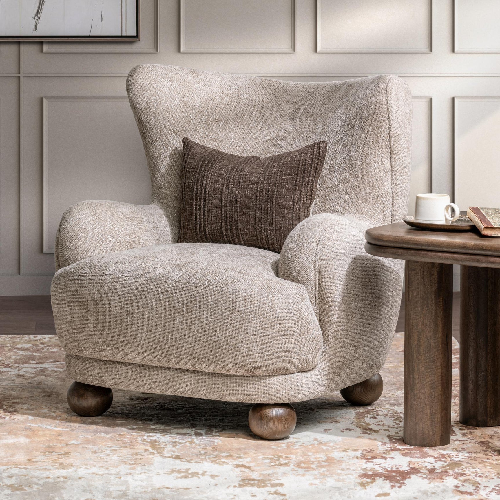 Penelope Mushroom Taupe Accent Chair - Ornate Home