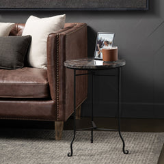 Pennington Black/Brown Petrified Wood Accent Table - Ornate Home