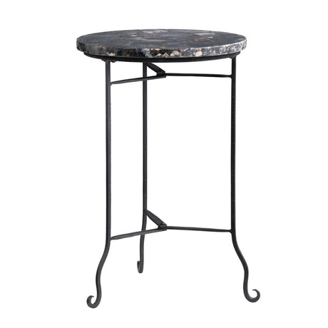 Pennington Black/Brown Petrified Wood Accent Table - Ornate Home
