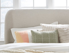 Penny California King Upholstered Platform Bed in Buff Cream Ash and Oatmeal Linen - Ornate Home