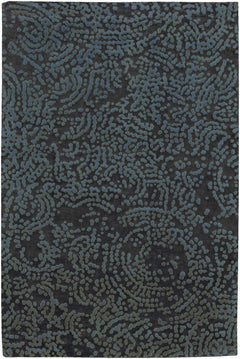 Pensacola Denim/Black Premium Wool&Viscose Rug - Clearance - Ornate Home