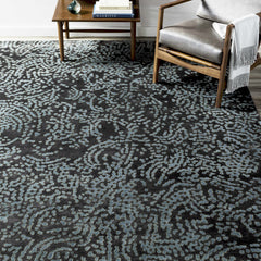 Pensacola Denim/Black Premium Wool&Viscose Rug - Clearance - Ornate Home