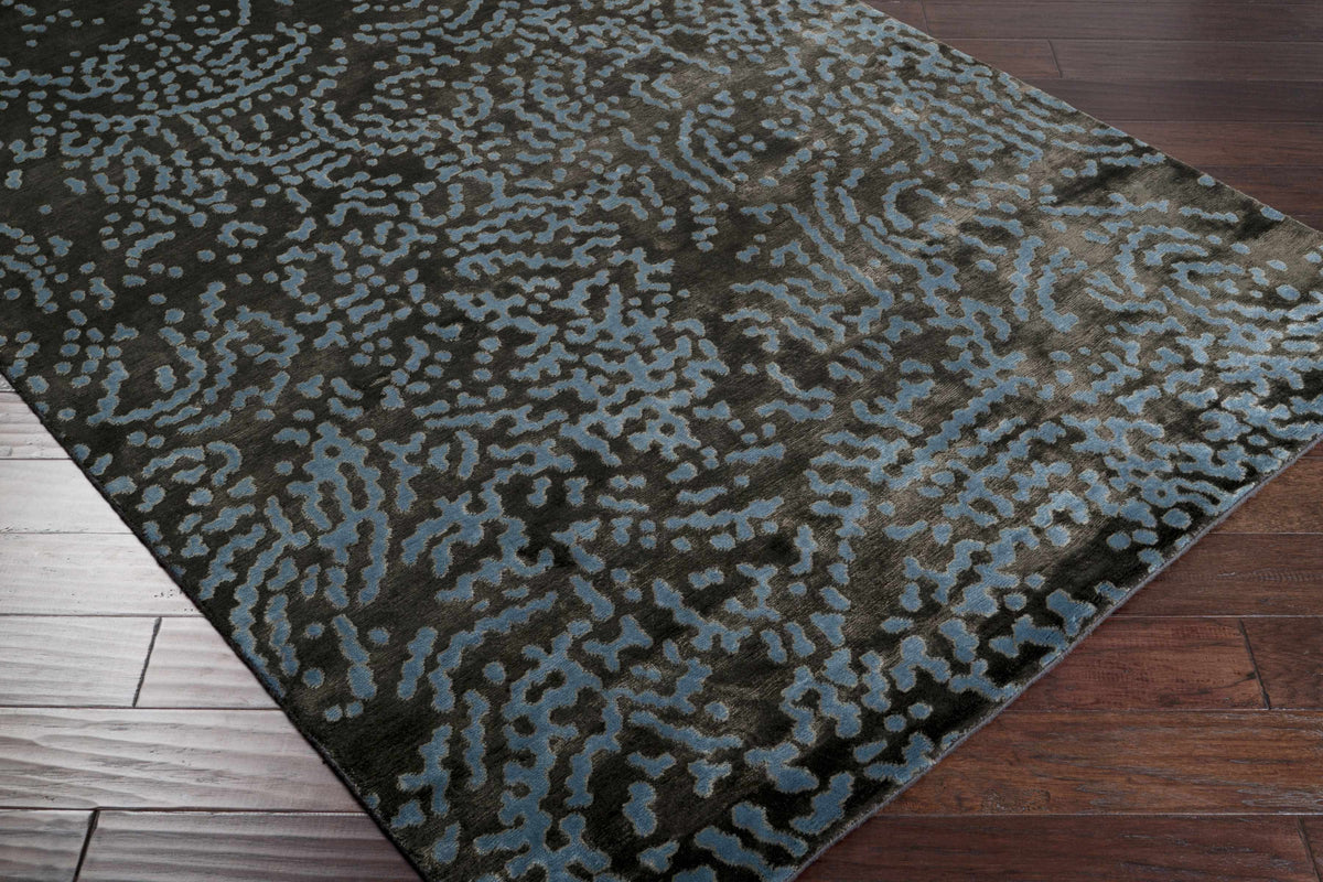Pensacola Denim/Black Premium Wool&Viscose Rug - Clearance - Ornate Home