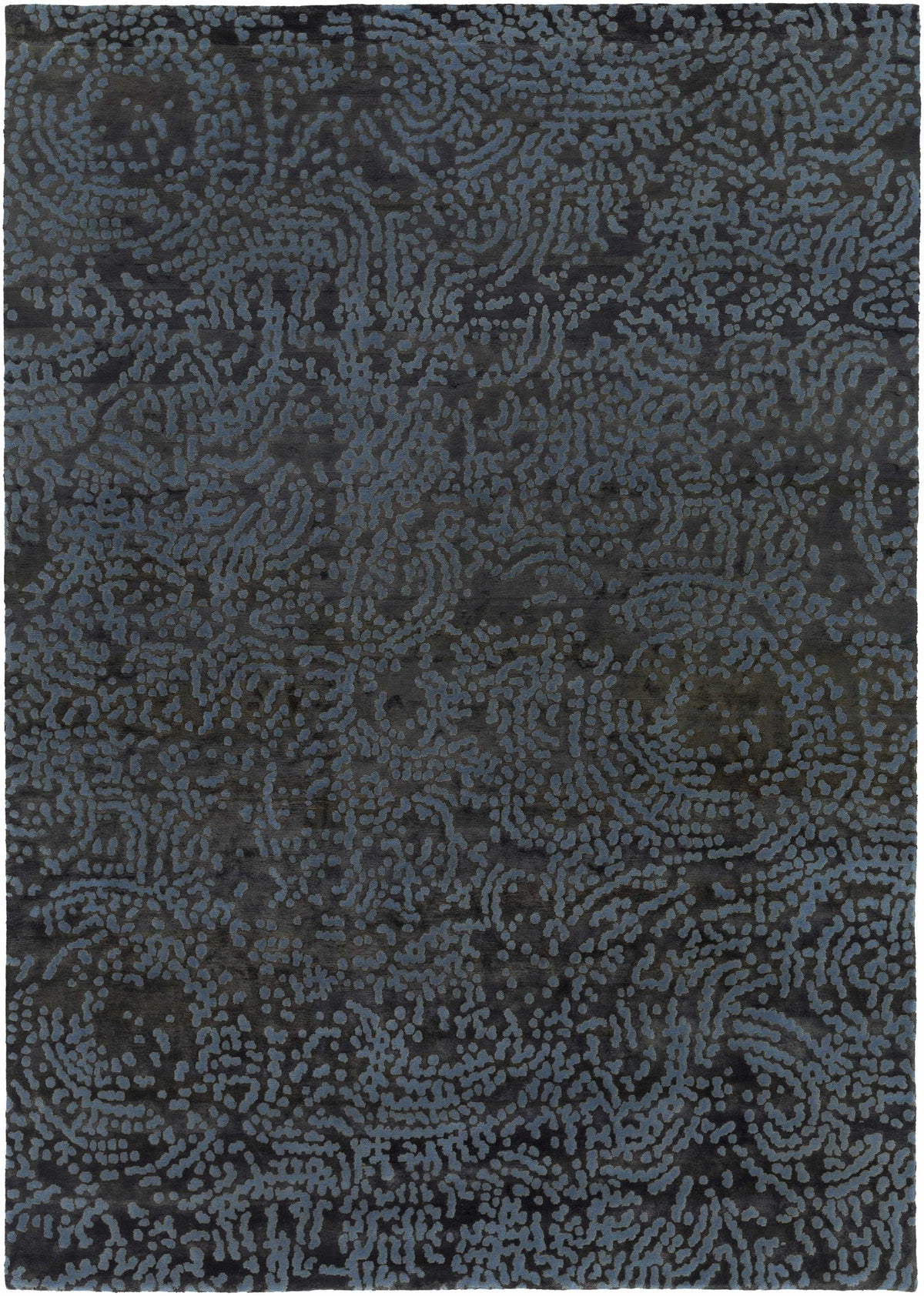 Pensacola Denim/Black Premium Wool&Viscose Rug - Clearance - Ornate Home