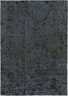 Pensacola Denim/Black Premium Wool&Viscose Rug - Clearance - Ornate Home
