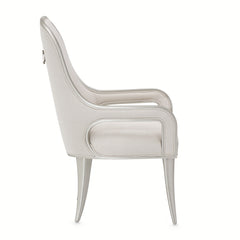 Penthouse Ash Gray/Frosted Linen Dining Arm Chair - Ornate Home