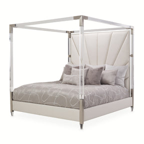 Penthouse Ash Gray/Frosted Linen Eastern King Canopy Bed - Ornate Home