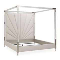 Penthouse Ash Gray/Frosted Linen Eastern King Canopy Bed - Ornate Home