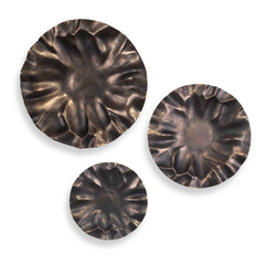 Peonia Bronze Outdoor Wall Art (Set of 3) - Ornate Home