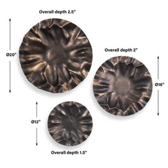 Peonia Bronze Outdoor Wall Art (Set of 3) - Ornate Home