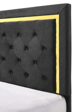 Pepe Black & Gold Queen Upholstered Panel Bed - Ornate Home