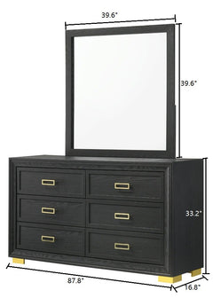 Pepe Black/Gold Upholstered Panel Bedroom Set - Ornate Home