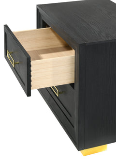Pepe Black/Gold Upholstered Panel Bedroom Set - Ornate Home