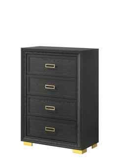 Pepe Black/Gold Upholstered Panel Bedroom Set - Ornate Home